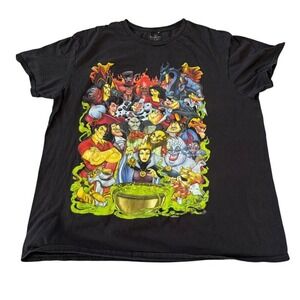 Disney Villains Group Collage T Shirt XL Black Graphic Tee Shirt‎